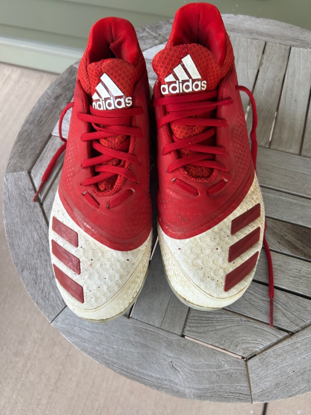 Adidas Red and White Athletic cleats size 8 women - Picture 2 of 6